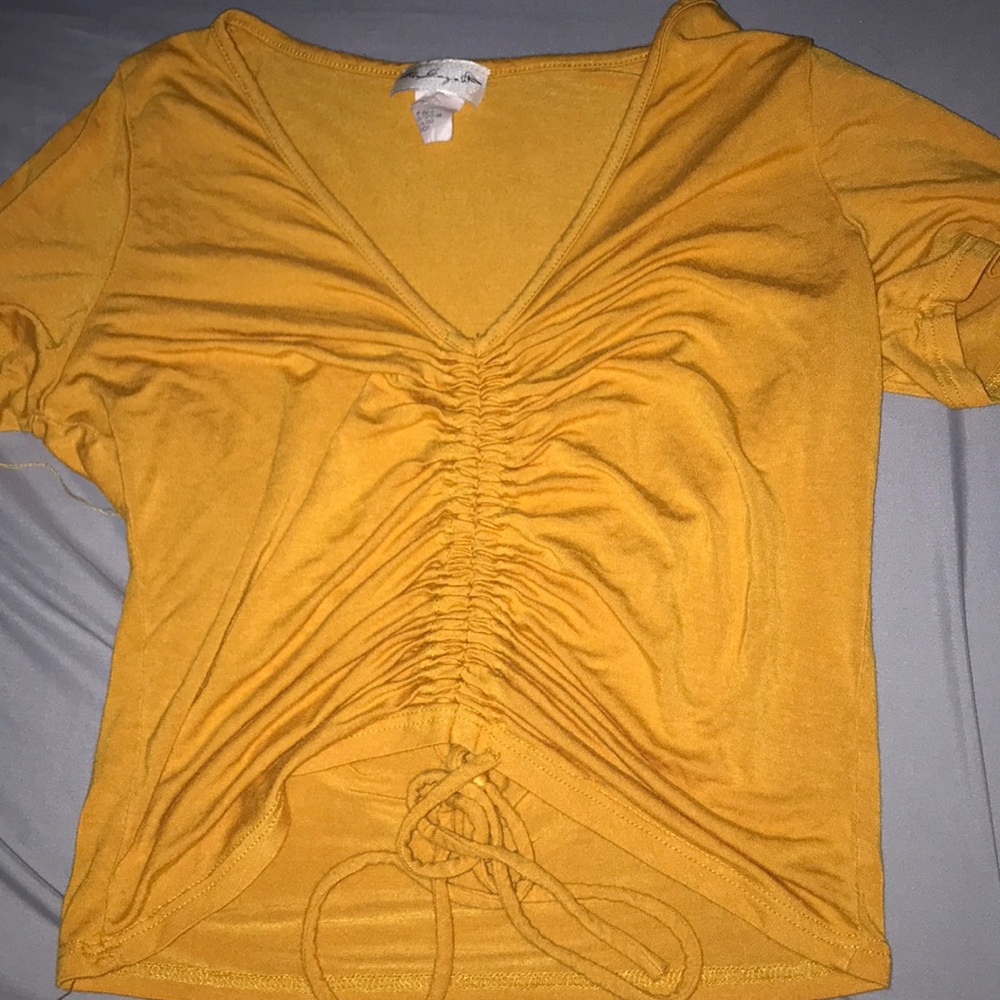 Yellow crop top with strings